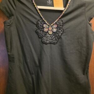Dana Buchman Black Top with White Accents